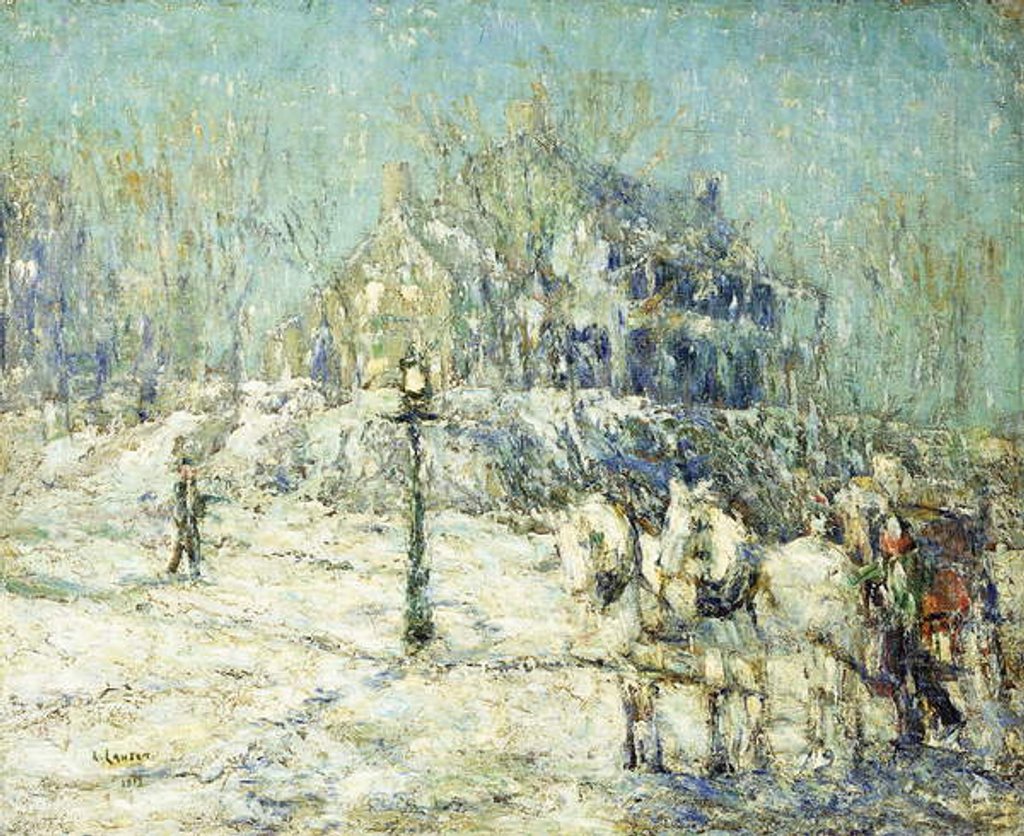 Detail of The Dyckman House, 1913 by Ernest Lawson