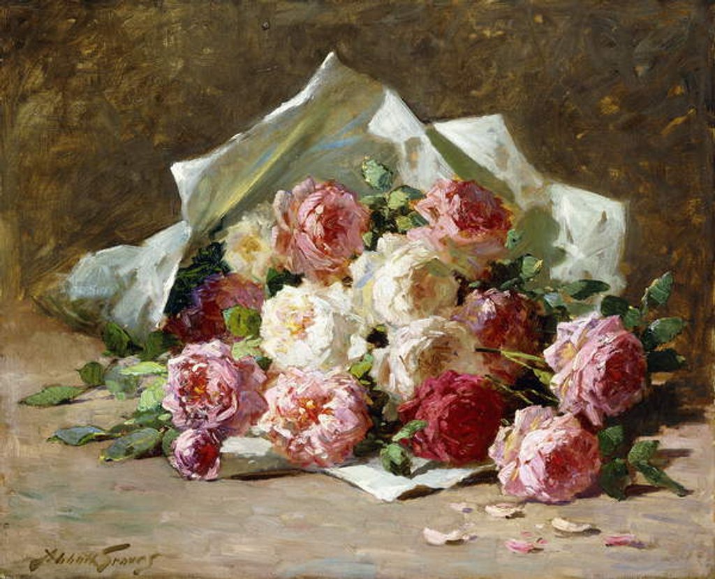 Detail of A Bouquet of Roses by Abbott Fuller Graves