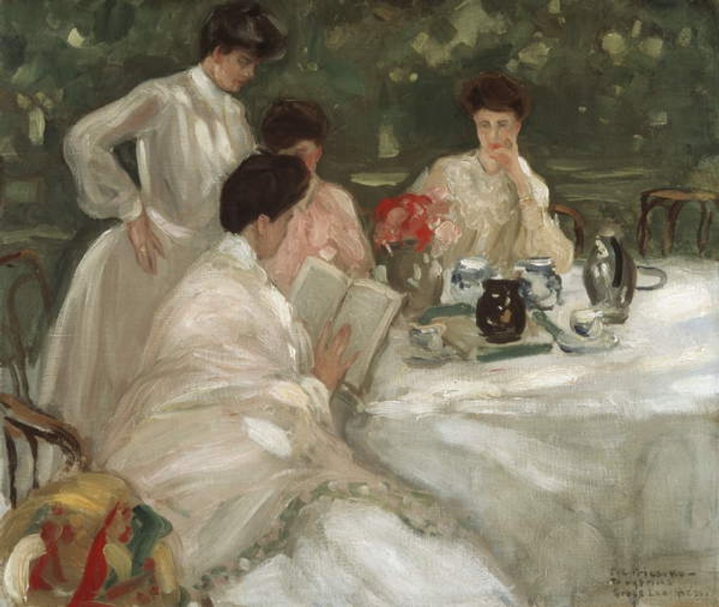 Detail of Tea in the Garden by Frederick Carl Frieseke