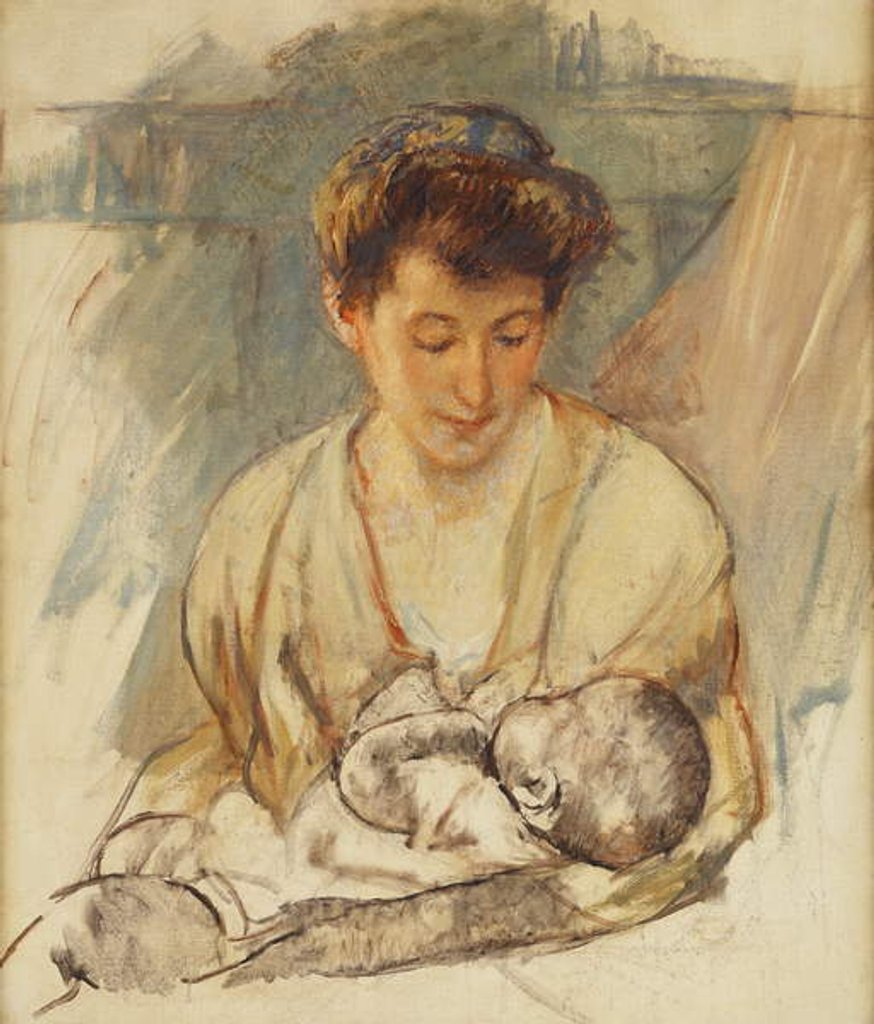 Detail of Mother Rose Looking Down at her Sleeping Baby, c.1900 by Mary Stevenson Cassatt