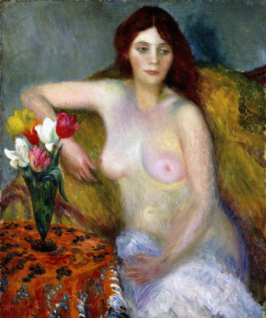 Detail of nude with Tulips, by William James Glackens