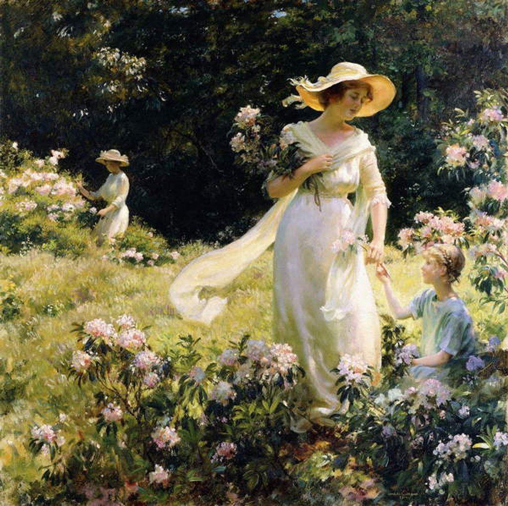 Detail of Among the Laurel Blossoms, 1914 by Charles Courtney Curran