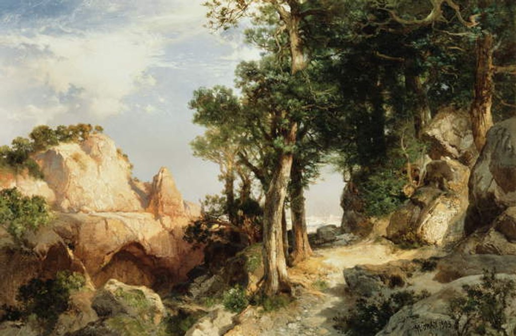 Detail of On the Berry Trail - Grand Canyon of Arizona, 1903 by Thomas Moran
