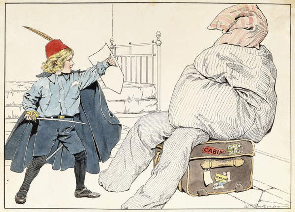 Detail of The Knight Errant fending off his foe, 1906 by William Parkinson