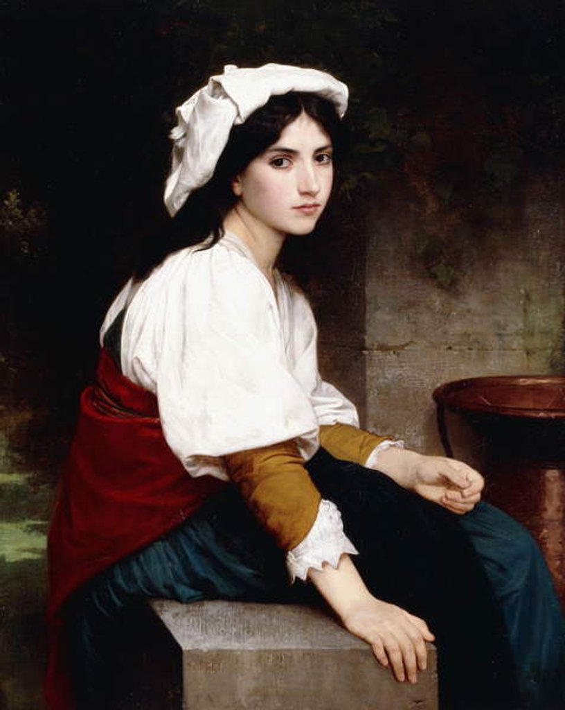 Detail of Italian Girl by a Fountain, 1870 by William-Adolphe Bouguereau