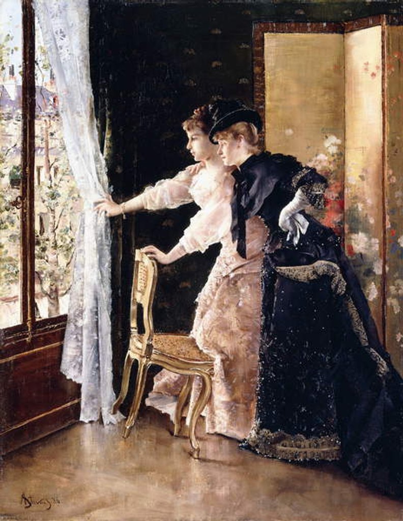 Detail of Watching the Fiance pass by, 1886 by Alfred Emile Stevens
