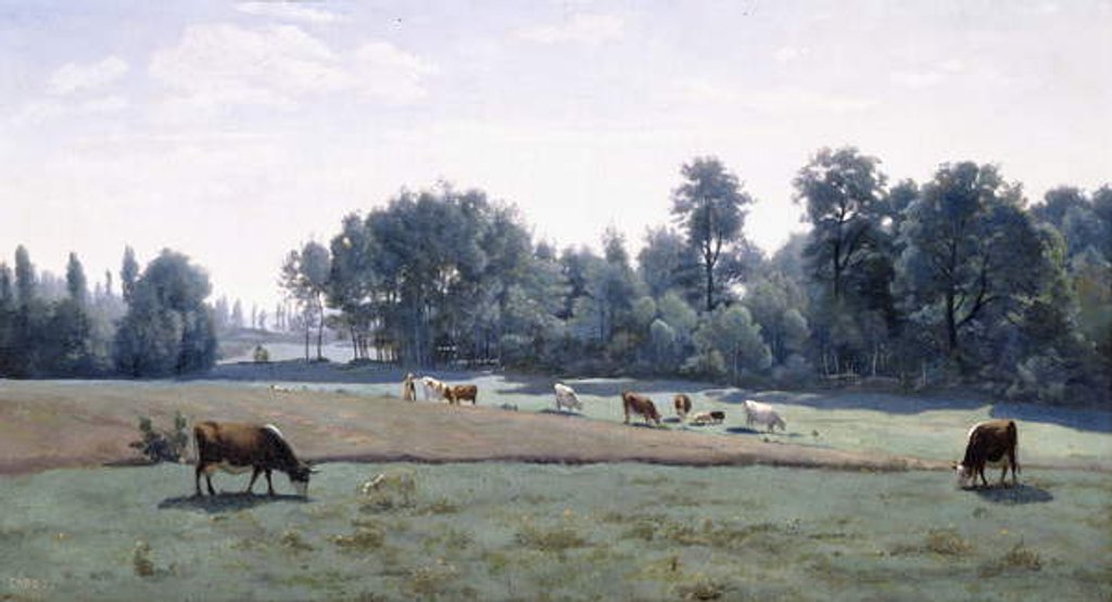 Detail of Marcoussis - Cows Grazing, 1845-50 by Jean Baptiste Camille Corot