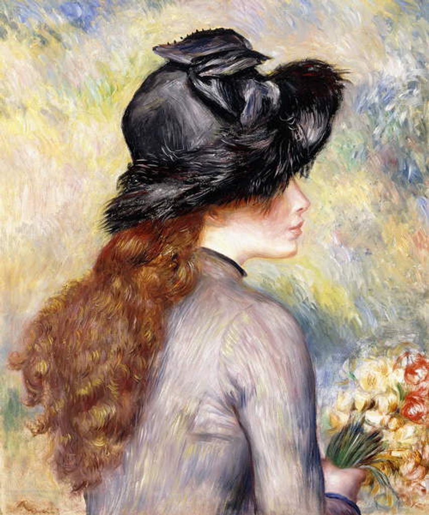 Detail of Young Girl holding a Bouquet of Tulips, c.1878 by Pierre Auguste Renoir