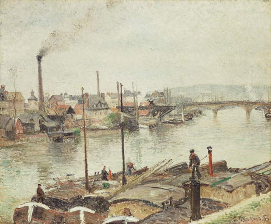 Detail of The Port of Rouen, 1883 by Camille Pissarro