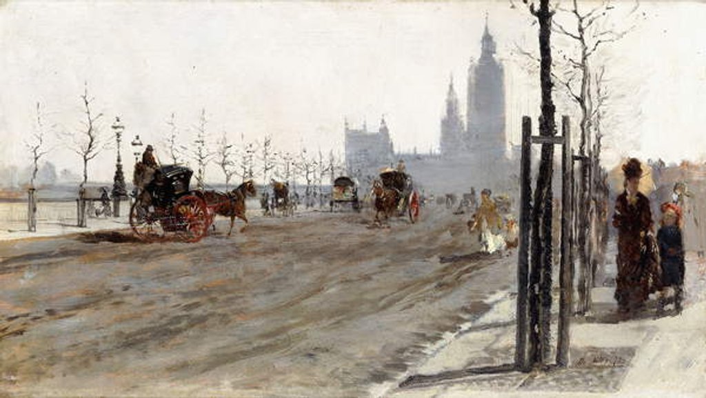 Detail of The Victoria Embankment, London, 1875 by Giuseppe or Joseph de Nittis