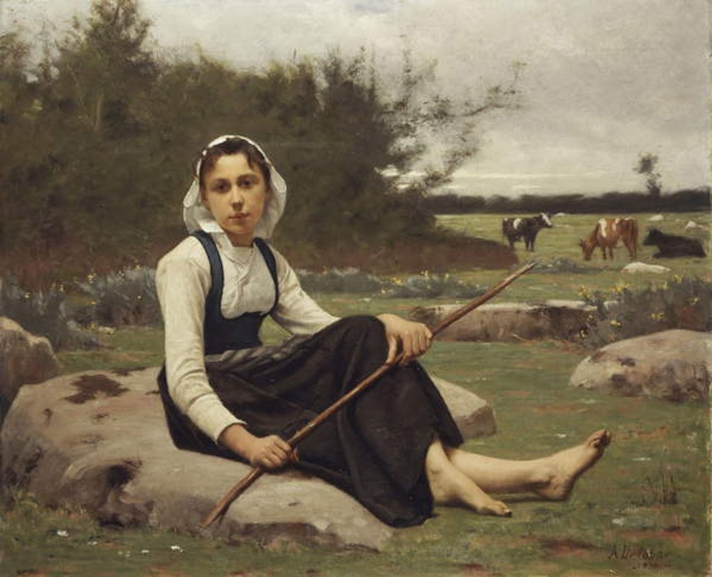 Detail of Shepherdess, 1890 by François Alfred Delobbe