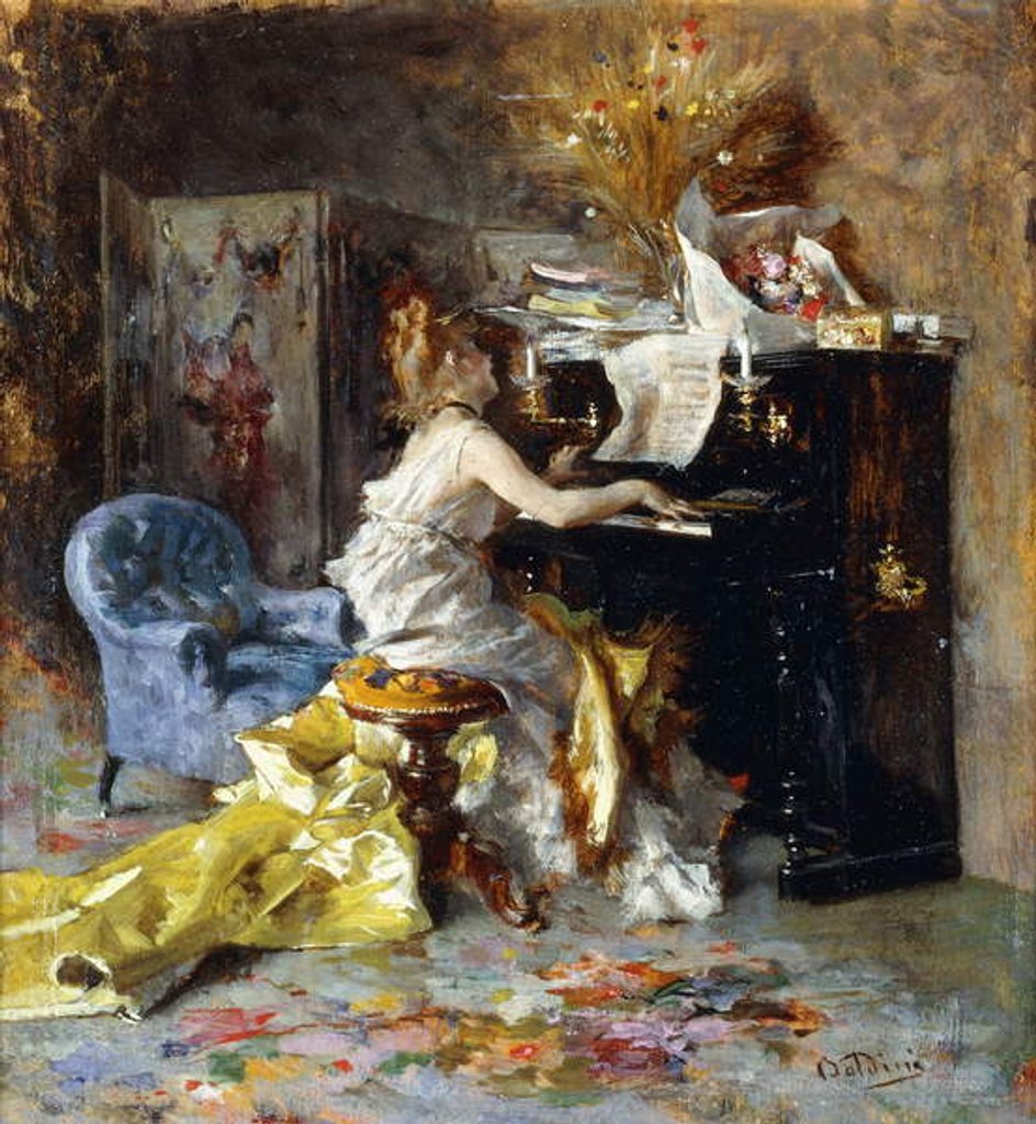 Detail of Woman at a Piano, by Giovanni Boldini