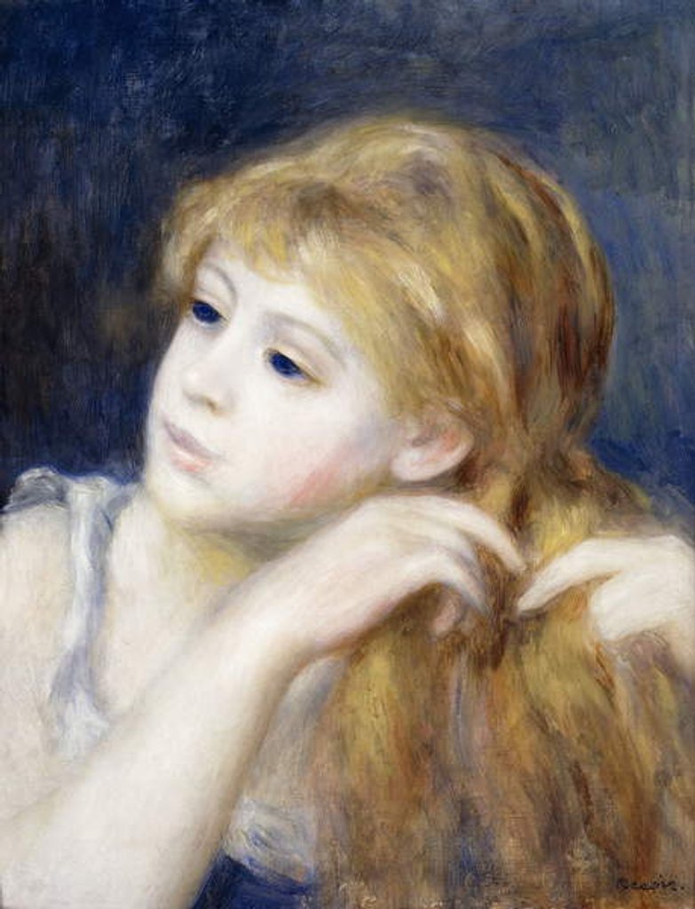 Detail of Head of a Young Girl, 1890 by Pierre Auguste Renoir