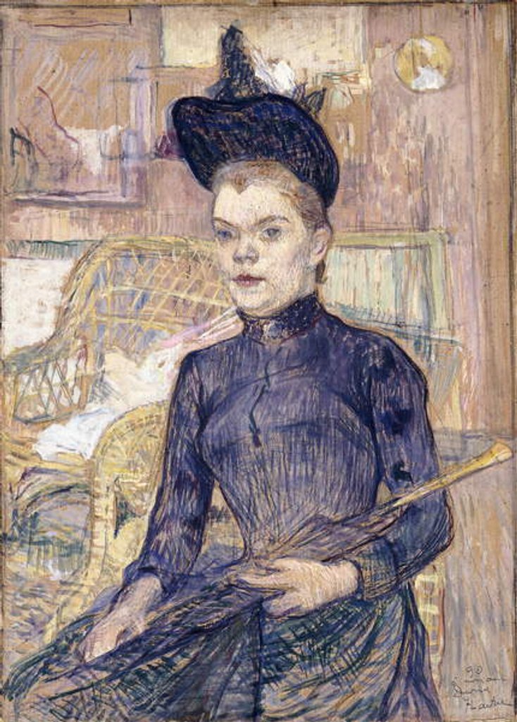 Detail of The Woman in the Black Hat, Deaf Berthe, 1890 by Henri de Toulouse-Lautrec