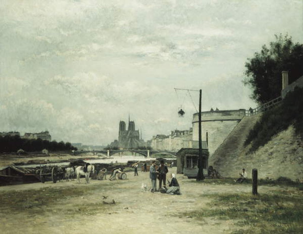 Detail of The Quai de Louviers at the Pont Sully, c.1875 by Stanislas Victor Edouard Lepine