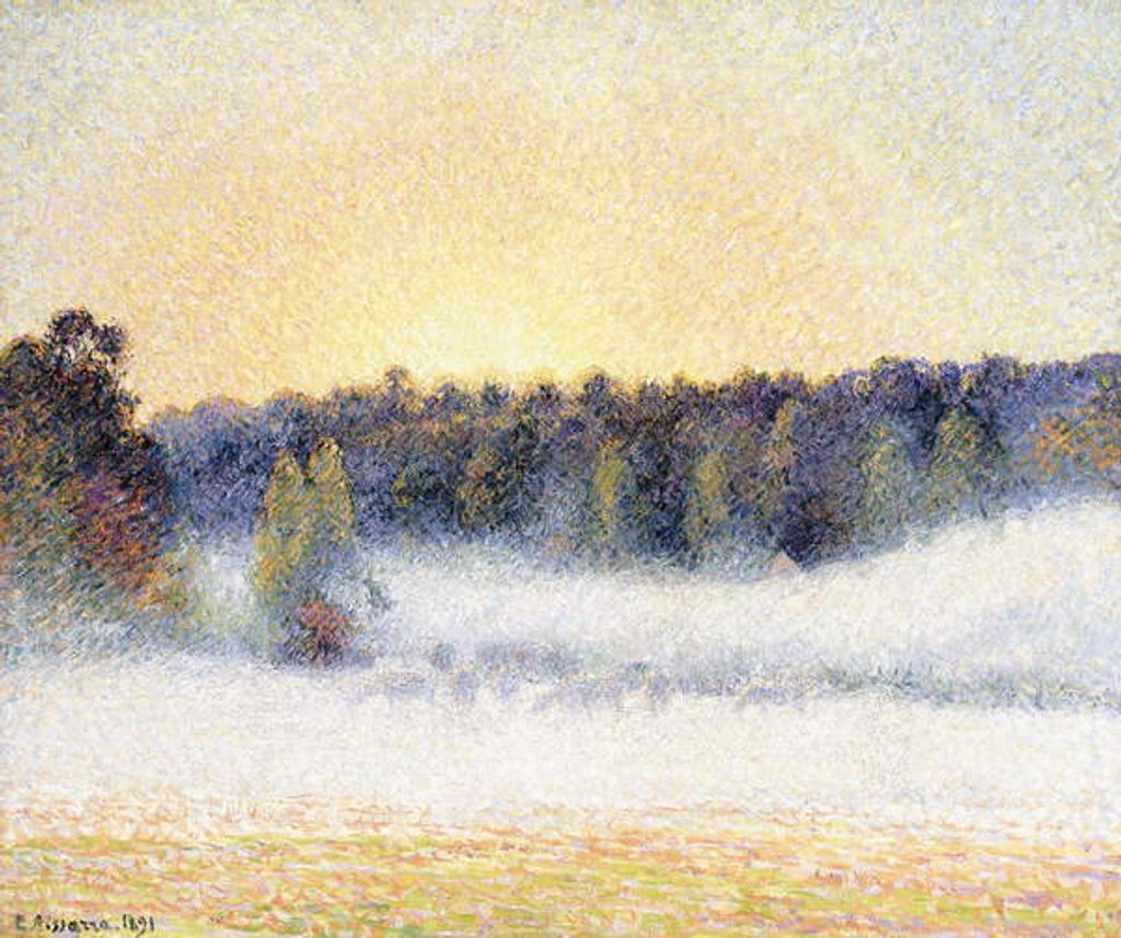 Detail of Sunset and Mist at Eragny, 1891 by Camille Pissarro