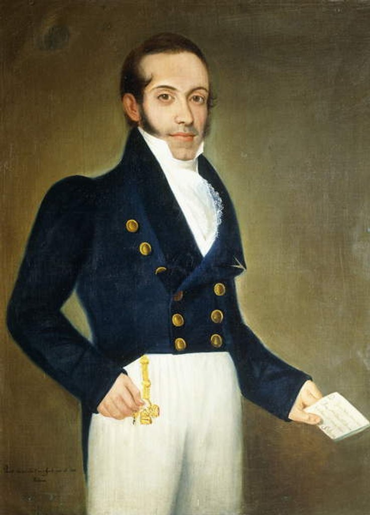 Detail of Portrait of Don Agustin de las Heras y Carazo, 1828 by Vicente Escobar