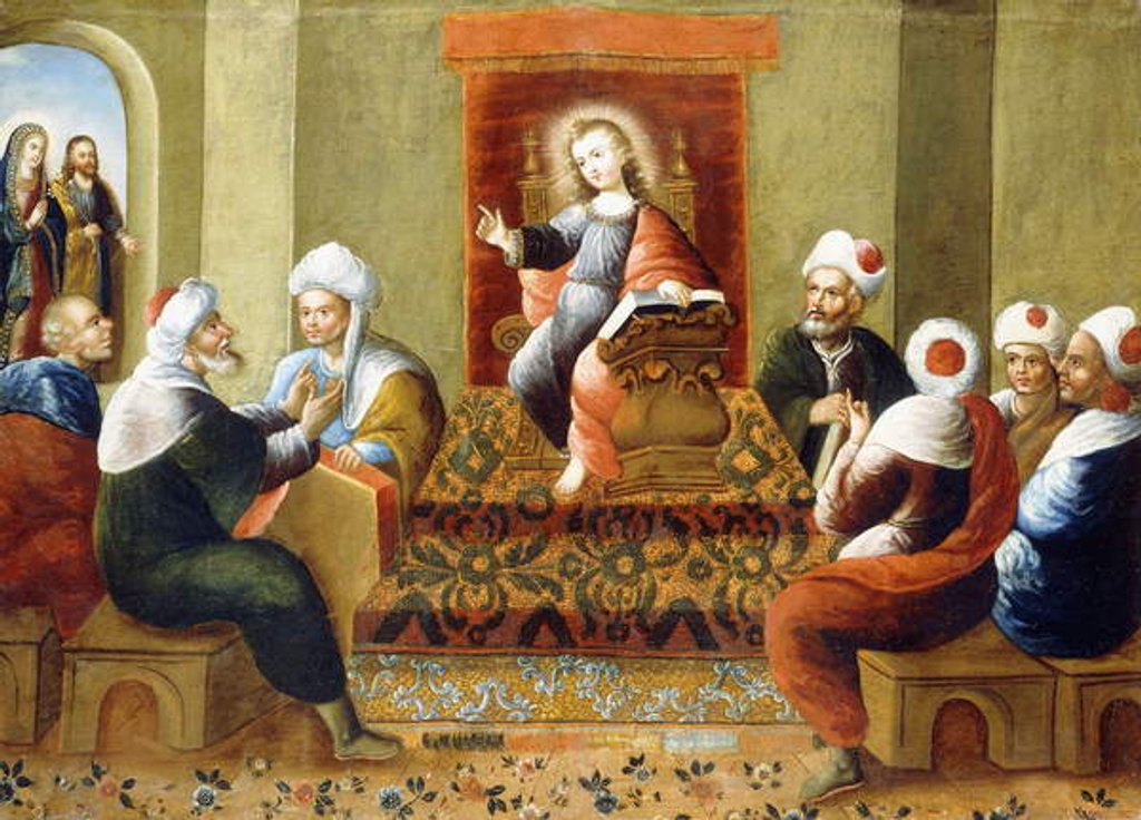 Detail of Christ and the Doctors by Diego Quispe Tito