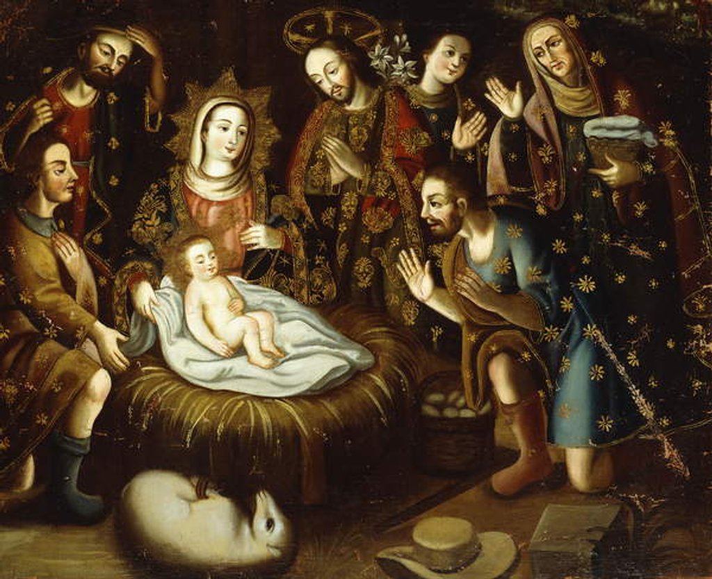 Detail of Adoration of the Shepherds by Gaspar Miguel de Berrio