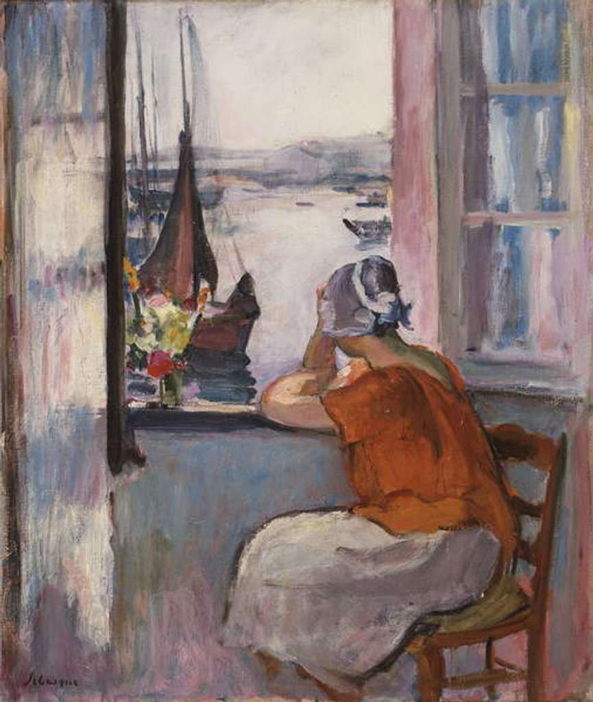 Detail of Young Girl at the Window Opposite the Island of Yeu by Henri Lebasque