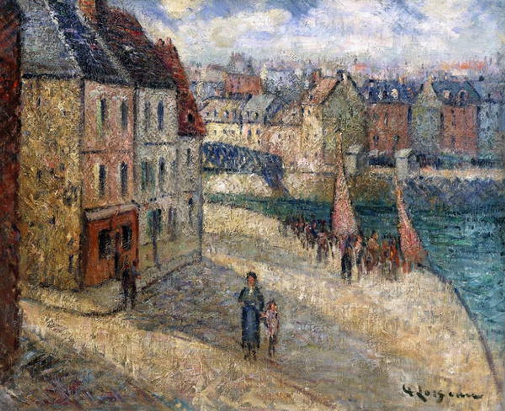 Detail of Quai a Dieppe by Gustave Loiseau