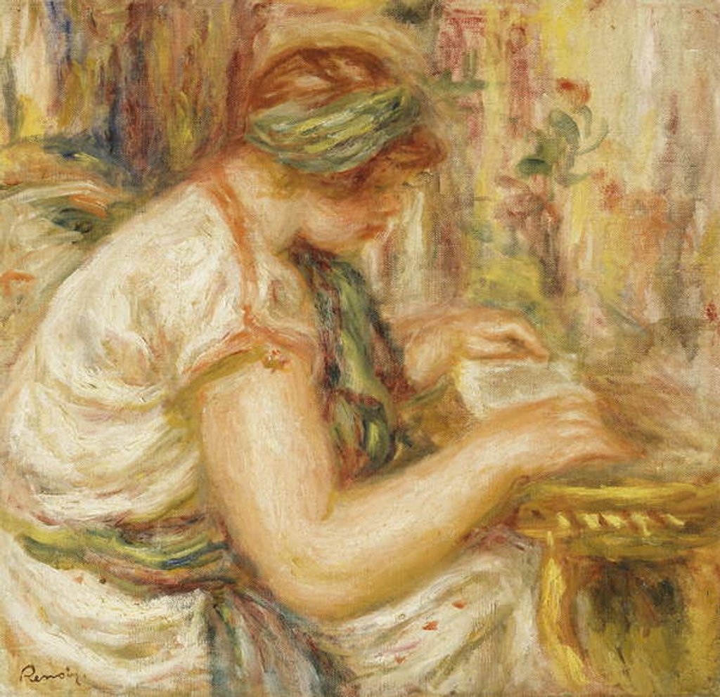 Detail of Woman in an Arab Blouse Reading, 1919 by Pierre Auguste Renoir