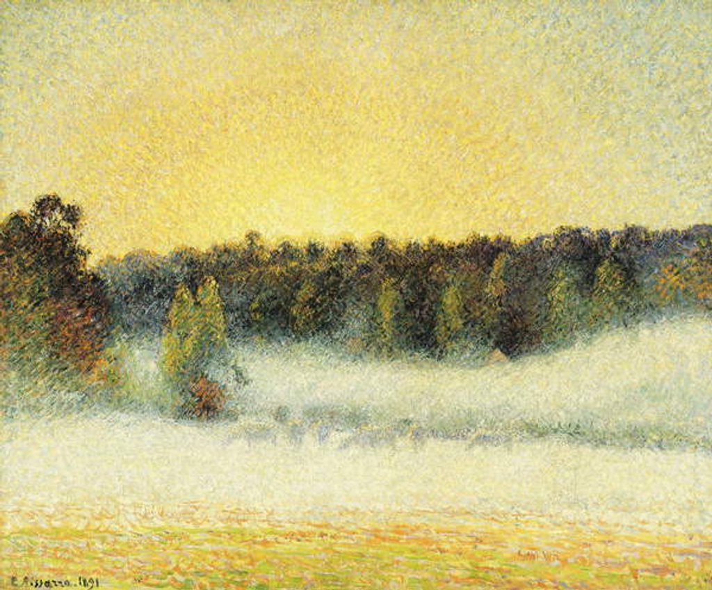 Detail of Misty Sunset at Eragny, 1891 by Camille Pissarro