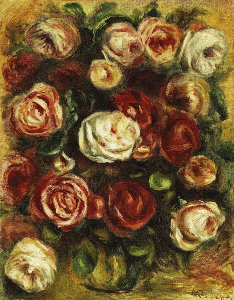 Detail of Vase of Roses, by Pierre Auguste Renoir