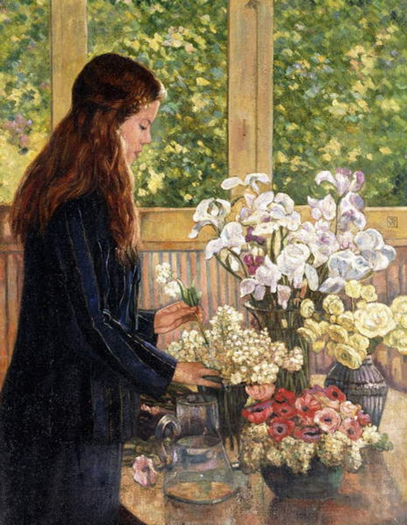 Detail of Young Girl with Vases of Flowers by Theo van Rysselberghe