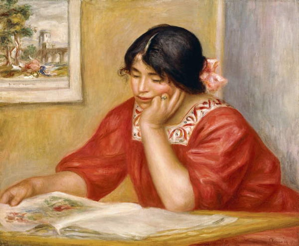 Detail of Leontine Reading, 1909 by Pierre Auguste Renoir