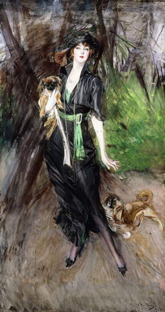 Detail of Portrait of a Lady, Lina Bilitis, with two Pekineses, 1913 by Giovanni Boldini