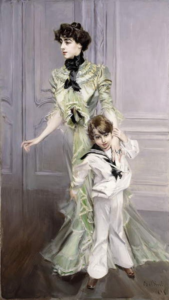 Detail of Portrait of Madame Hugo, and her Son, 1924 by Giovanni Boldini