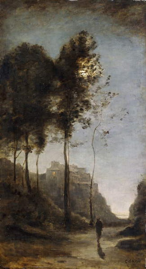 Detail of Moonlight on the edge of the Gulf, c.1855-60 by Jean Baptiste Camille Corot