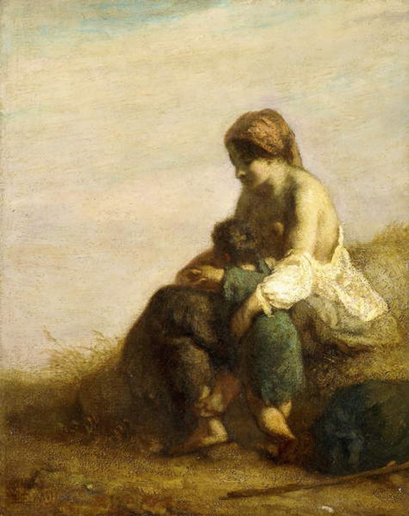 Detail of The Wanderers by Jean-Francois Millet