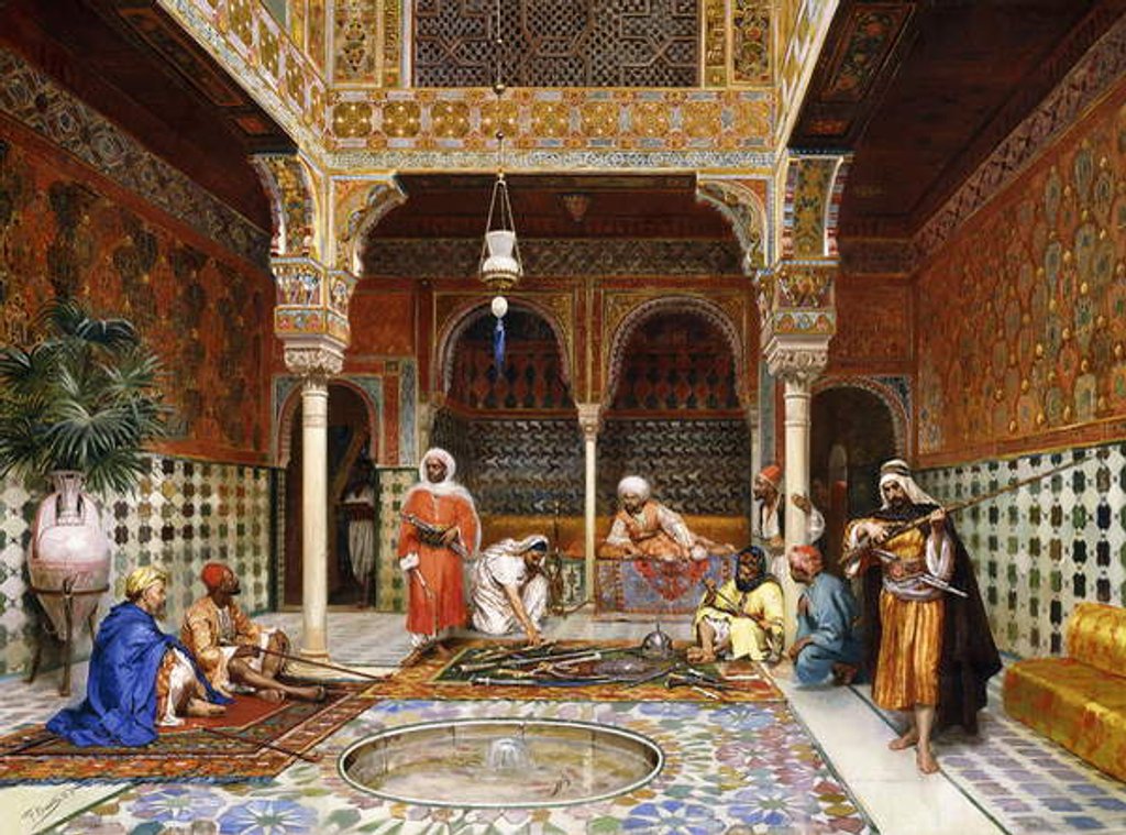 Detail of Gunsmiths At The Palace Of Alhambra, Granada, 1878 by Filippo Baratti