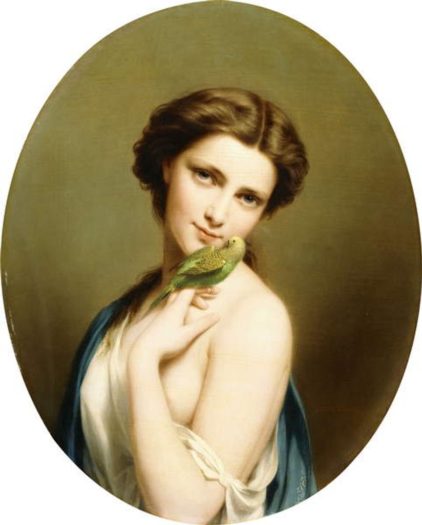 Detail of A Young Beauty with a Parakeet by Fritz Zuber-Buhler