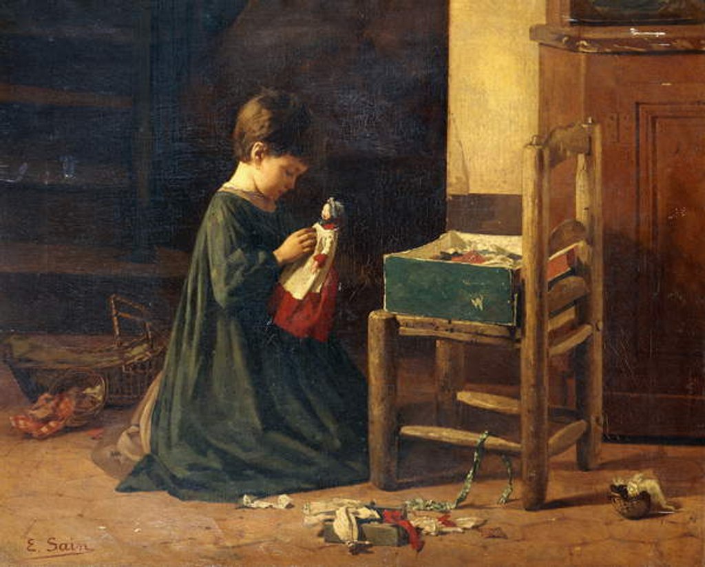 Detail of Dressing up the Doll by Edouard Alexandre Sain