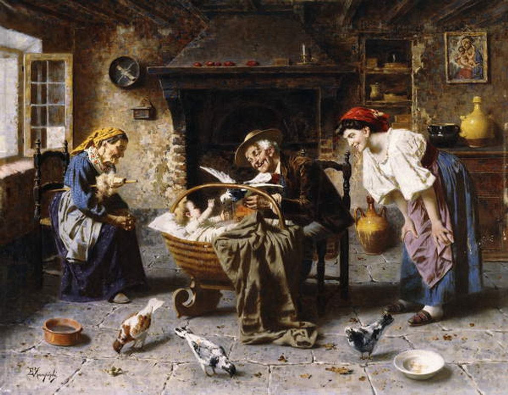 Detail of Entertaining the Baby by Eugenio Zampighi