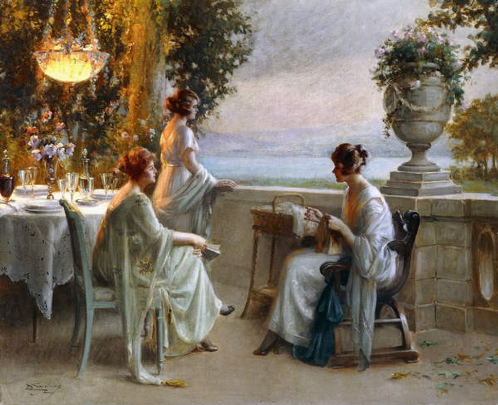 Detail of A Soiree on the Terrace by Delphin Enjolras
