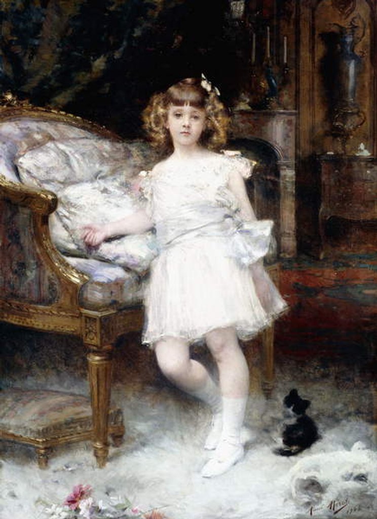 Detail of Portrait of Janine Potin with a Kitten, 1904 by Aime Nicolas Morot