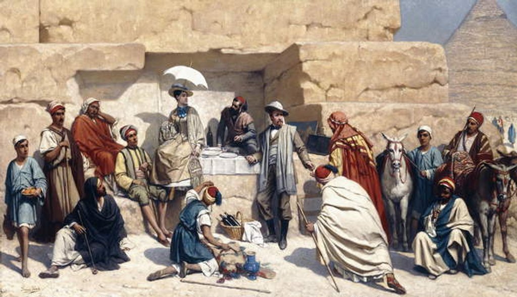 Detail of The Visit to the Pyramids in Gizeh, Egypt by Franz Vinck