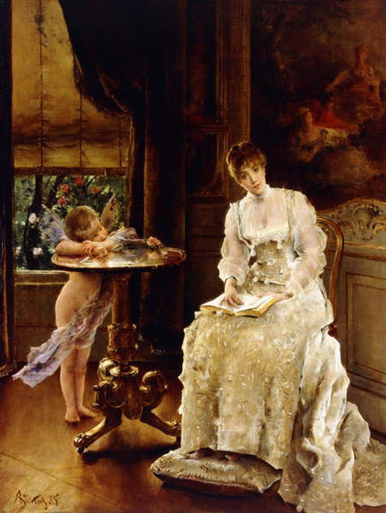 Detail of Love's Messenger, c.1885 by Alfred Emile Stevens