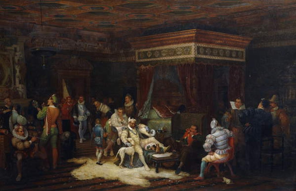 Detail of The Arrival of the Duc de Guise in King Henry III's Chamber of Fontainebleau, 1861 by Yves Theophile Rene Grenier de Saint Martin