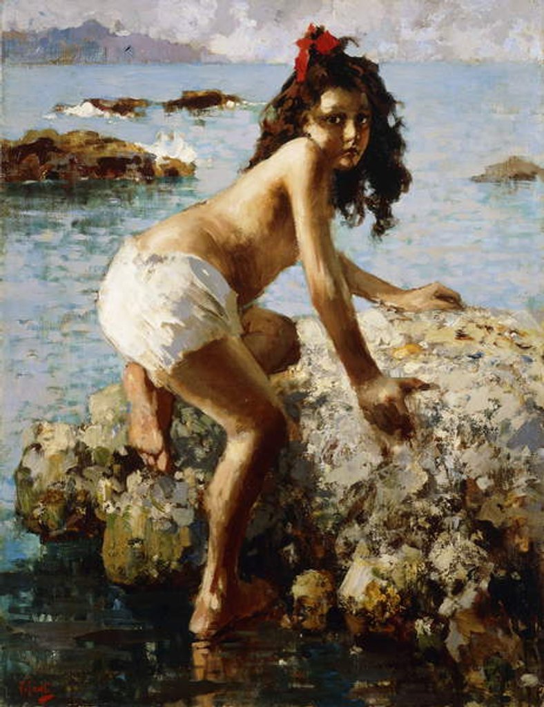 Detail of The Girl on the Rock by Vicenzo Irolli