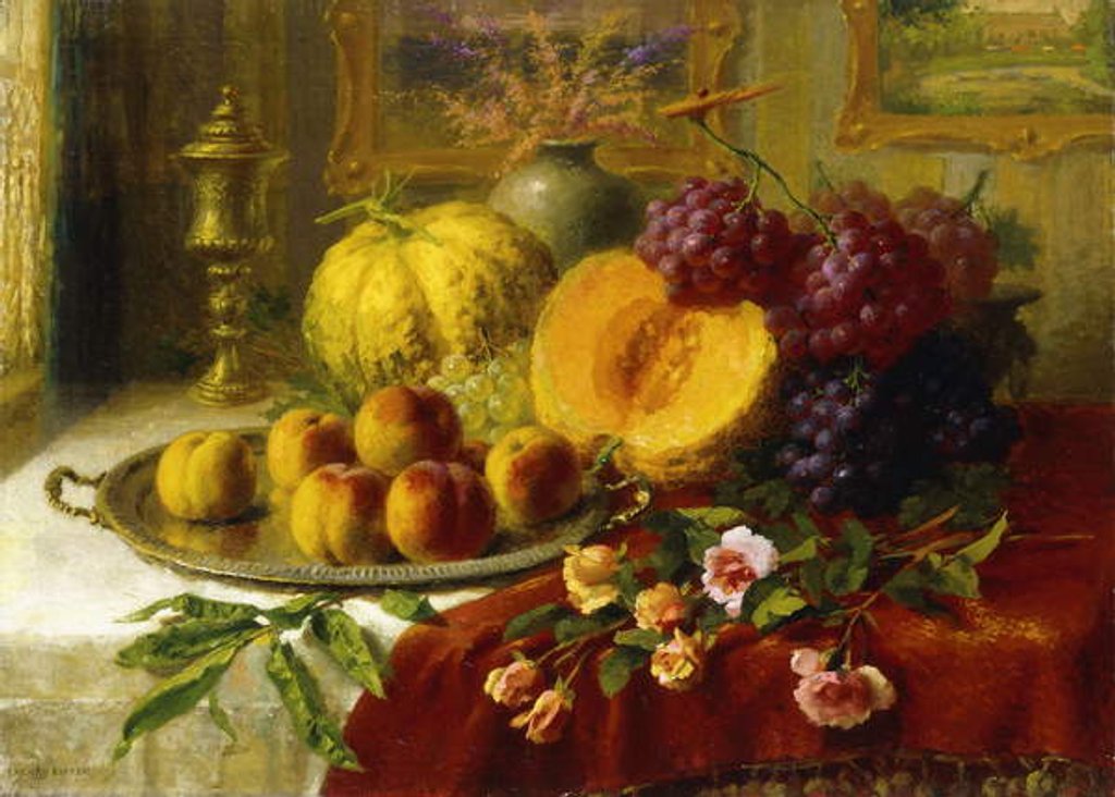 Detail of Still Life on a Table in an Interior by Henry Kokken