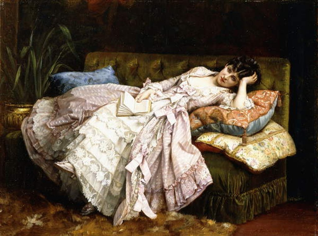 Detail of A Reclining Beauty, 1877 by Auguste Toulmouche