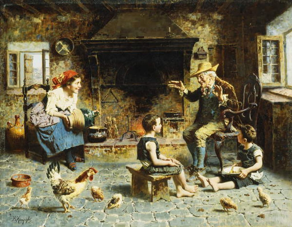 Detail of Grandfather's Visit by Eugenio Zampighi