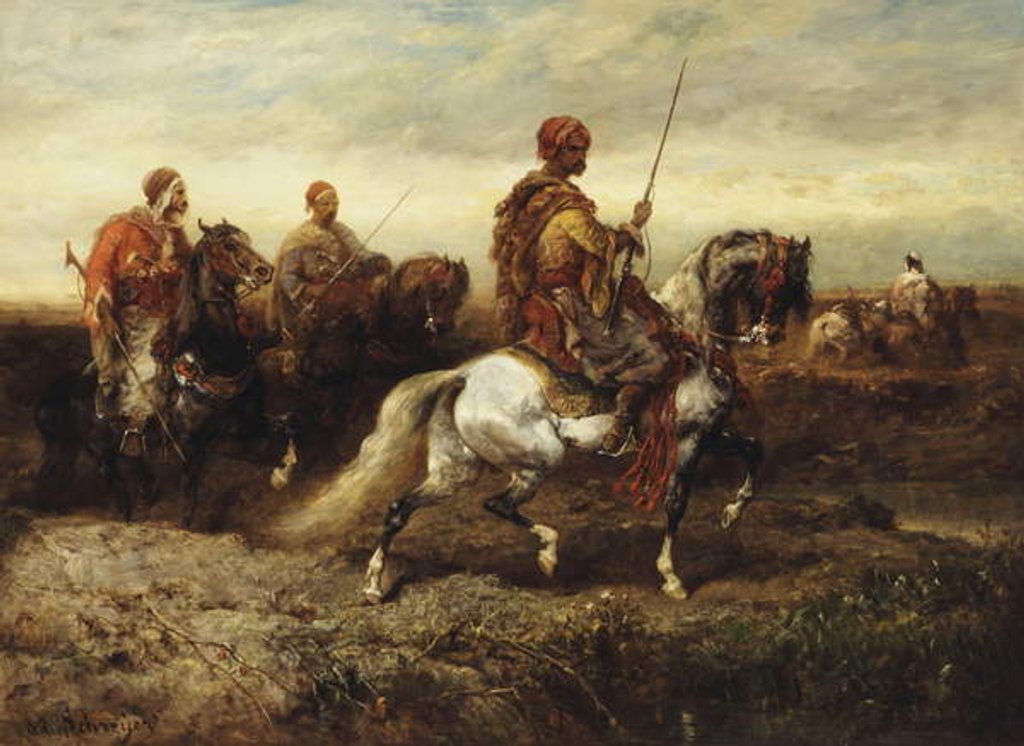 Detail of Arab Horsemen, by Adolf Schreyer