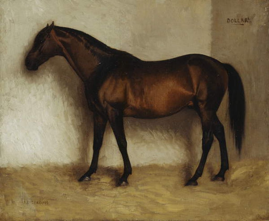 Detail of Dollar, A bay hunter in a Loose Box by Jean Leon Gerome