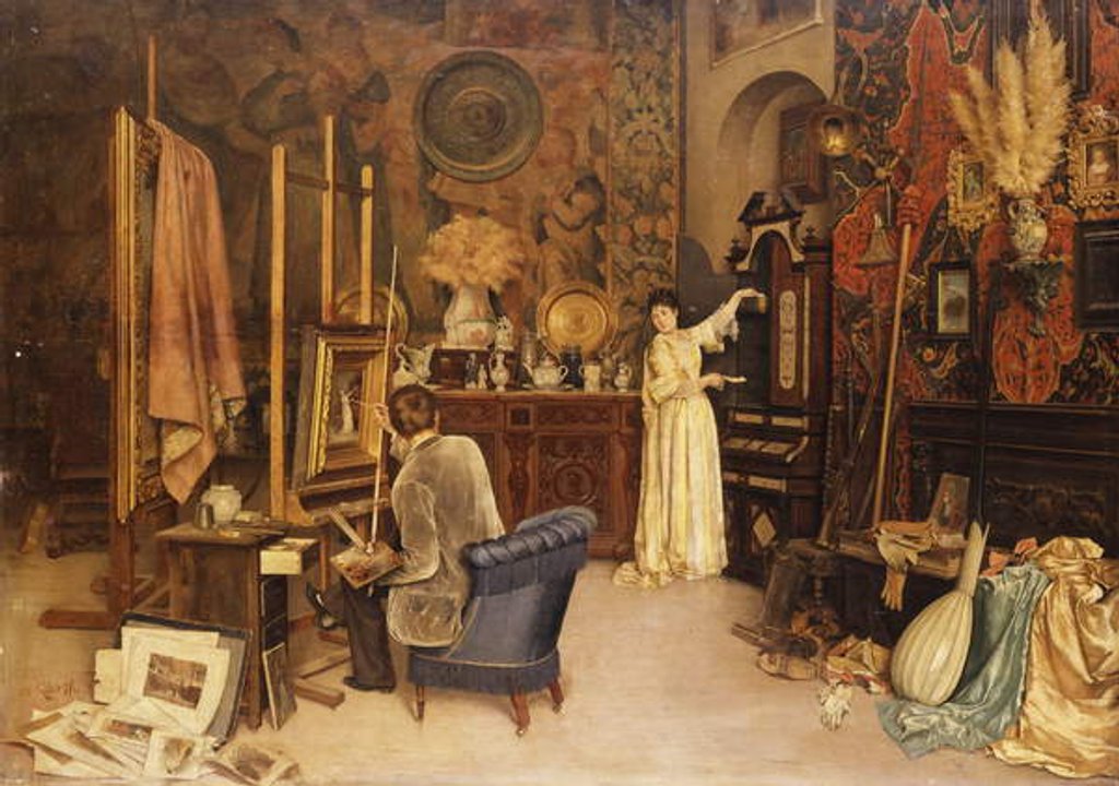 Detail of The Artist's Studio by Achille Glisenti